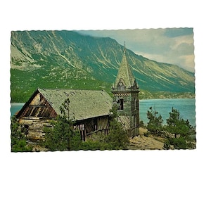 Cartolina d'epoca Chiesa Lago Bennett British Columbia Canada u