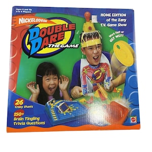 Vintage Nickelodeon Double Dare The Game, Retro 90s TV Show Board Game, Mattel Home Edition, Family Night Game, Collectible