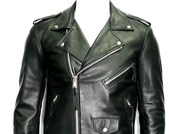 New Men's Guinuine Black Lambskin Leather Jacket Biker Motorcycle leather Coat MMJ1a