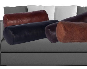 Leather Bolster Cover Pillow Cushion Yoga Neck Roll Case Cushions Soft Stylish Scatter Round Pillow Cover