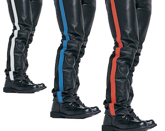 Handcrafted Men's Leather Designer Pants For Winter and Gifting, Rider Motorcycle Party Clubing Pant