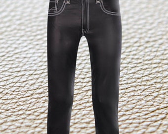 Pantalones de motociclista de piel de cordero para hombre: vaqueros de moto ajustados