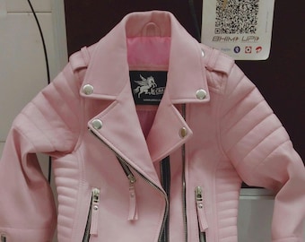 Kids Unisex Leather Winter Stylish Jacket Geniune Lambskin Leather Windproof Jacket Coat Double Zip Coat for Baby Boda Kids Jacket KJ2