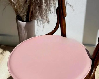 Handmade Pink Lambskin Leather Chair Pad - Rounded Seat Cushion