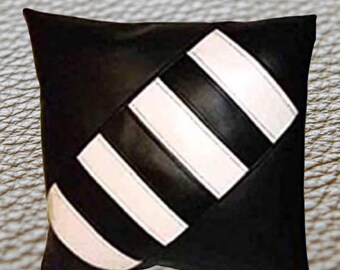 Color Block Lambskin Leather Pillow Cover: Modern Decorative Cushion