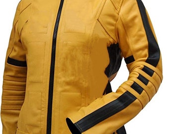 Kill Bill Unisex Hollywood Style Leather Jacket and Pant Set Leather Stylish Yellow Halloween Costume MLP15