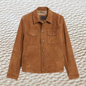 Herren Tan Wildleder Trucker Jacke: Western Style