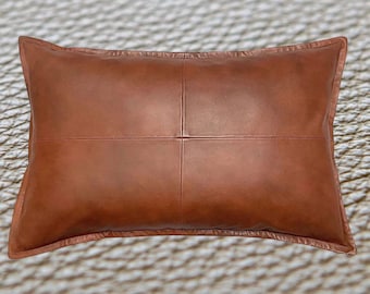 Lambskin Leather Lumbar Pillow Cover: Luxury Sofa Cushion