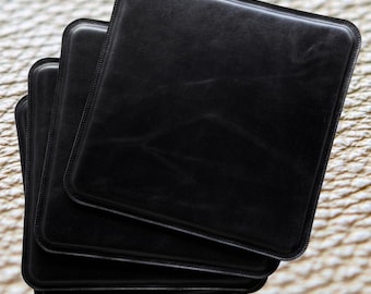 Genuine Lambskin Black Leather Chair Pad Chair Seat Pad Square Leather Chair Pad Housewarming Gift Lamb Leather Seat Pad Indoor Seat Pad CP2