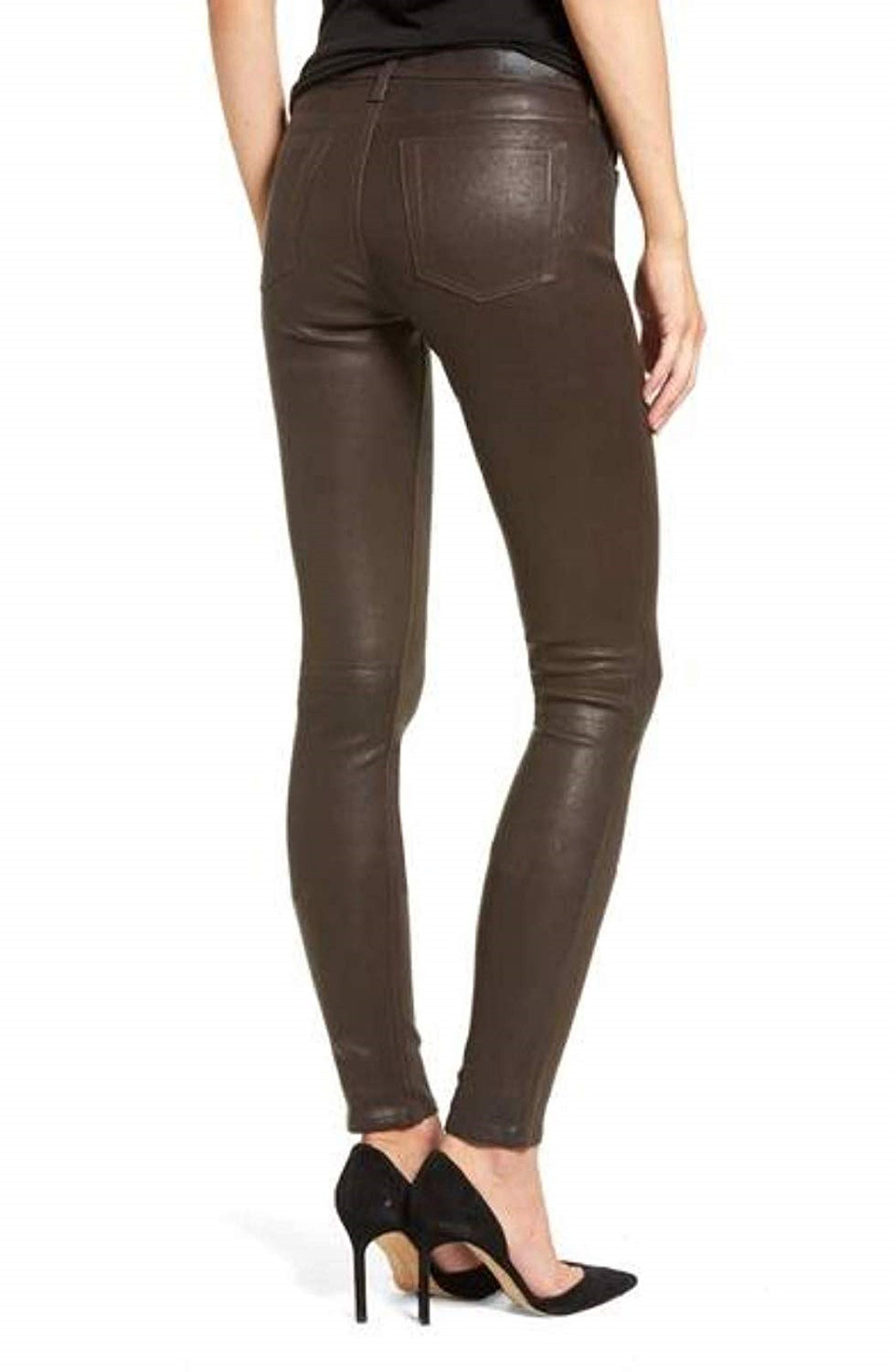 New Trendy Dark Brown Lambskin LEATHER PANT for Women Pencil - Etsy UK