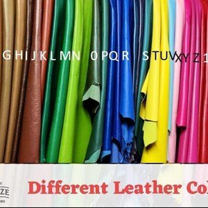 May include: A variety of leather swatches in different colors, labeled with letters and numbers. The text "Different Leather Color" is displayed below the swatches.