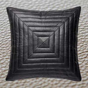 Nieuwe 100% Lamsleer Handgemaakte Zwart Gewatteerde Lederen Kussenhoes Home Decoratieve Moderne Gooien Cover Timmerhout Kussenhoes Voor Housewarming SPC19