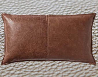 Handmade Lambskin Leather Pillow Cover: Rectangle Sofa Cushion