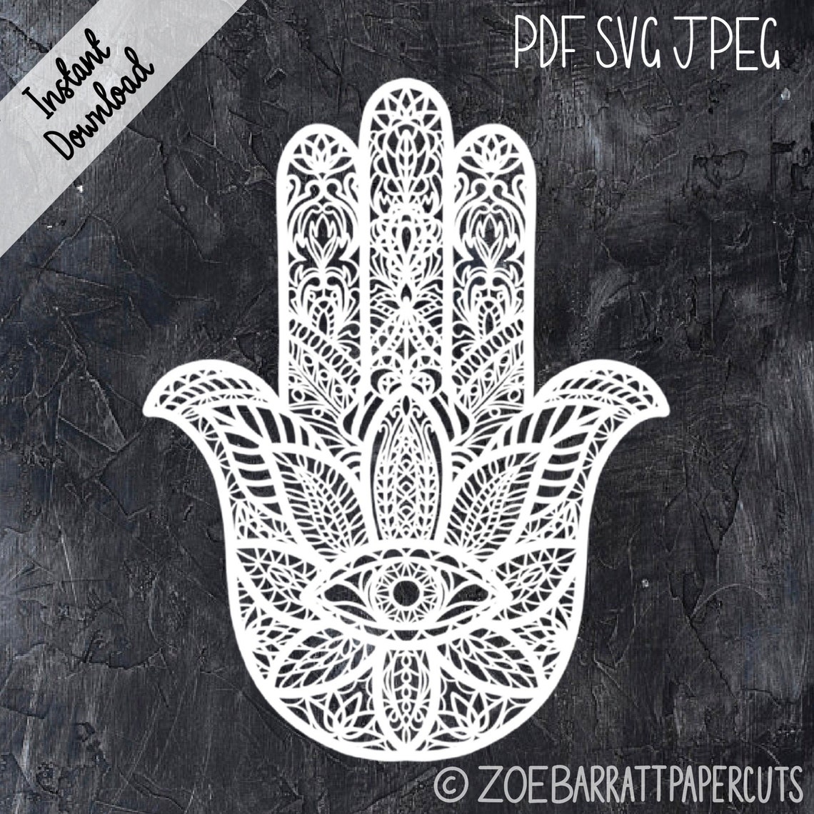 Hamsa Mandala Henna Papercutting Template Papercut Pattern Digital ...