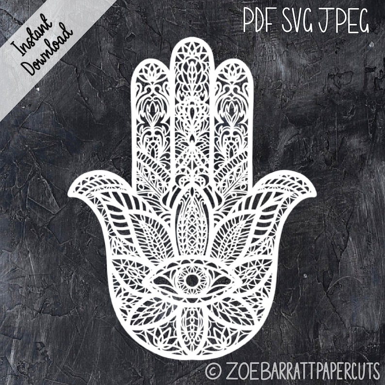Hamsa Mandala Henna Papercutting Template - Papercut Pattern - Digital ...
