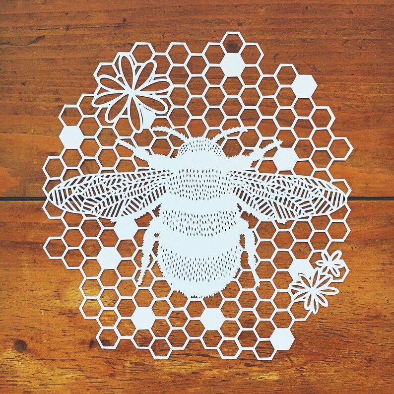 Download Bumble Bee & Honeycomb Mandala Papercutting Template | Etsy