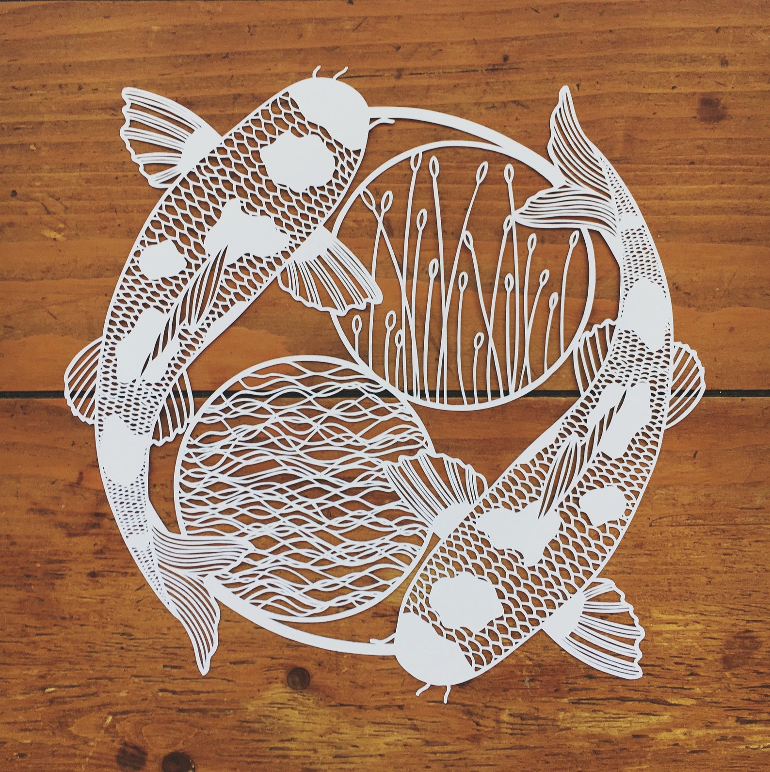 Japanese Koi Fish Papercutting Template - Papercut Pattern - Digital ...