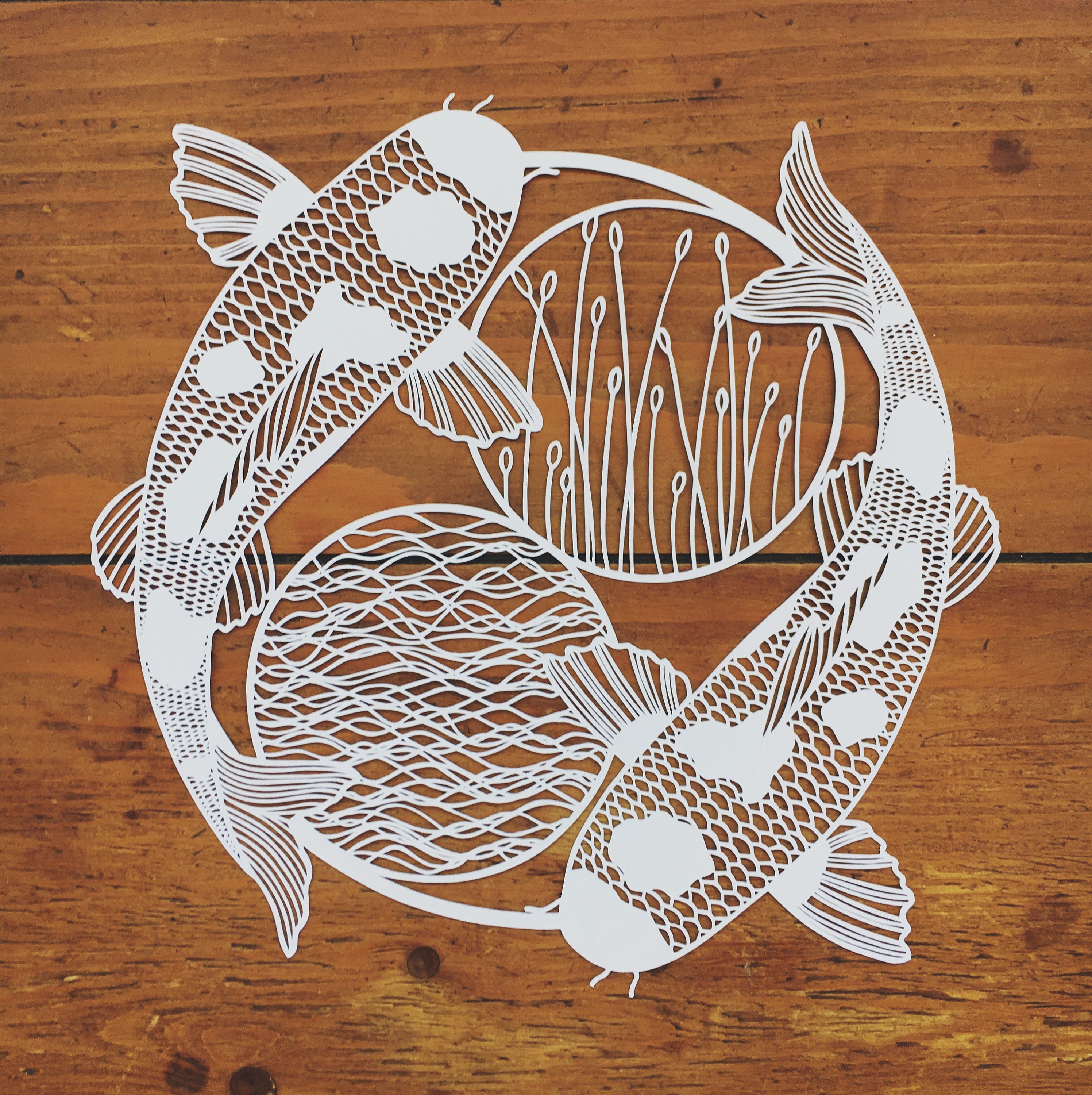 Japanese Koi Papercut Handcut Etsy UK