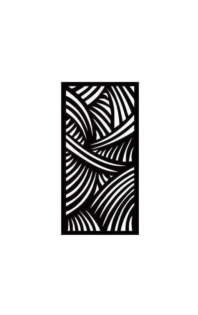 May include: Black and white abstract design with a repeating pattern of curved lines and shapes.