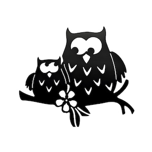 Owl Duo Branch - Metal Wall Art