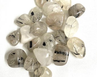 Tourmalinated Quartz Tumbled Stones  (138) Tumbled Tourmalinated Quartz