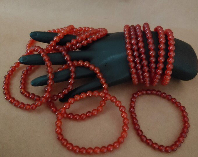 6mm Carnelian Beaded Stretch Bracelets