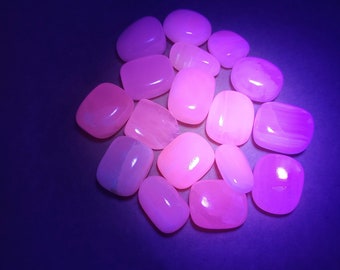 Pink Calcite (#159)  Highly Ultraviolet Reactive Tumbled Stone  UV Reactive Tumbled Stone
