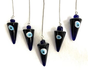 Evil Eye Cobalt Blue Glass Pendulum