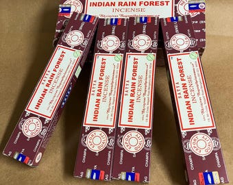 Satya Indian Rain Forest Stick Incense are Hand Rolled In India and are 15 g per box