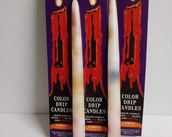SPOOKY HALLOWEEN Color Drip Candles Red, Black and Orange in one Candle