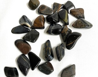 Blue Tiger Eye Tumbled Stone AKA Hawks Eye AKA Falcons Eye (116) Blue Hawk Eye AKA Blue Tiger Eye