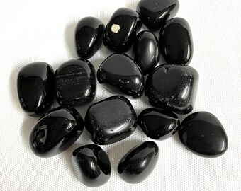 Black Obsidian Tumbled Stones  (#3) Obsidian Black