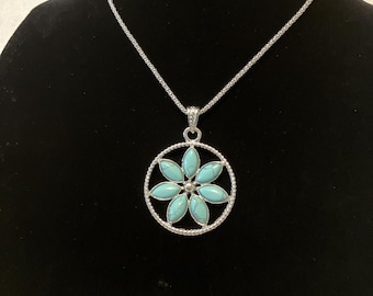 Stone Flower Pendants With Stainless Steel Chain included 9 assorted to choose from