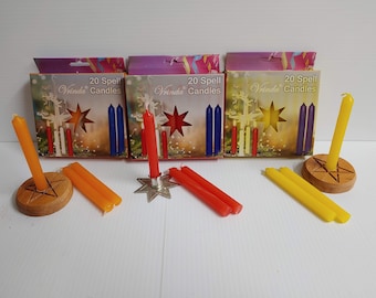 Chime/Spell/Ritual Candles 4" tall assorted colors including Gold and Silver 20p/box of one color