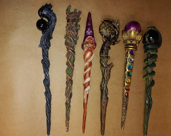Witches Wand, Mystical and Wiccan, Wizardry, Green Man, Pentagram, Chakra, Snake, Wizard and Bird Wands