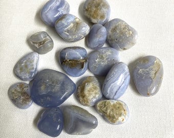 Blue Lace Agate Tumbled Stone  (#102) Tumbled Blue Lace Agate