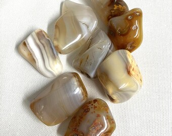 Grey Banded Agate Tumbled Stone (#106)  Tumbled Grey Banded Agate