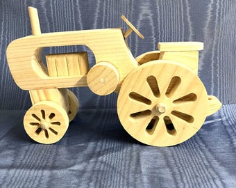 Hand Made Wooden Tractor