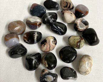 Black Sardonyx Tumbled Stones  (#50) Tumbled Black Sardonyx Stones