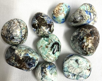 Azurite and Malachite Tumbled Stones  (#162) Malachite and Azurite Tumble