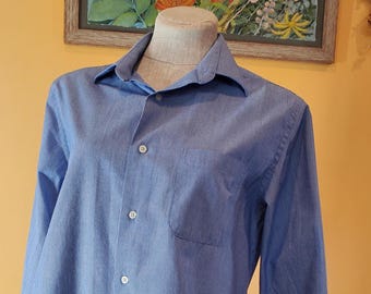 Croft & Barrow Classic Fit blauw-wit gestreept overhemd met knopen, medium