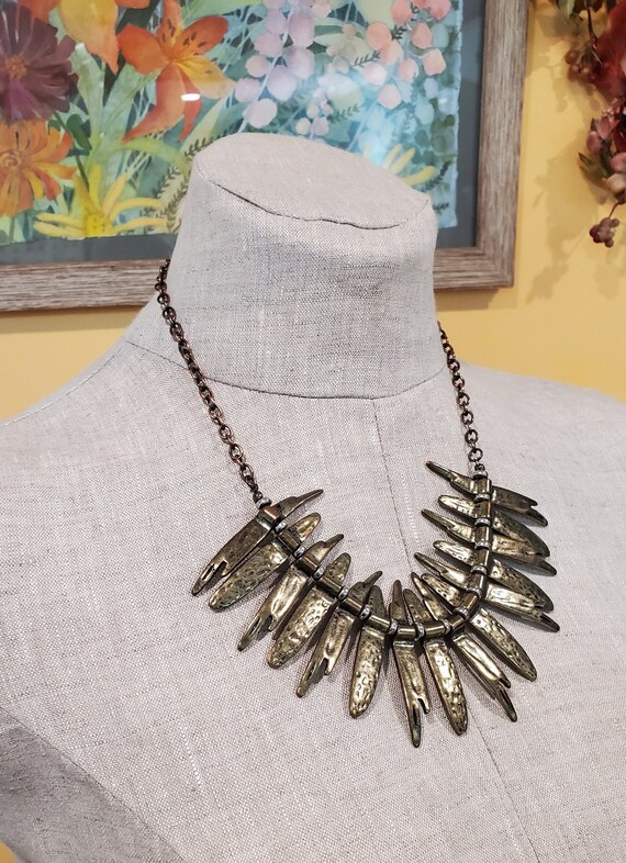 Fringed Bronze and Copper Toned Statement Necklace - image 5