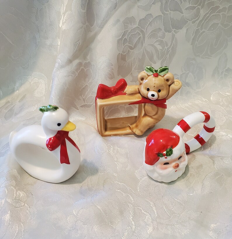 Ceramic Christmas Napkin Rings, Set of Three Etsy