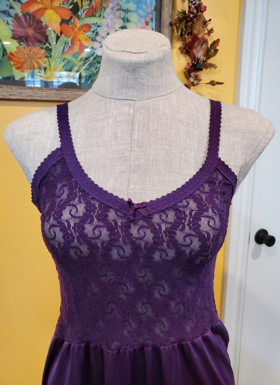 Purple Dyed Bestform Full Slip with Sheer Lace Bu… - image 6