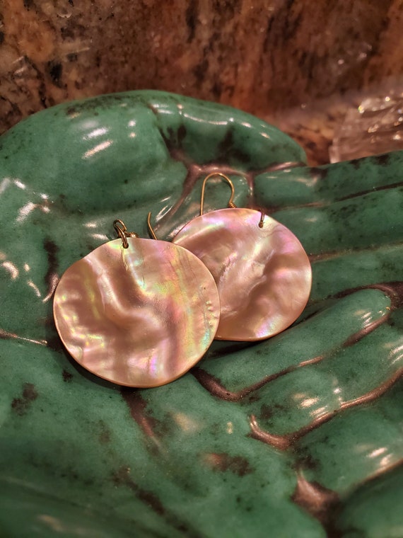 Round Abalone Shell Earrings