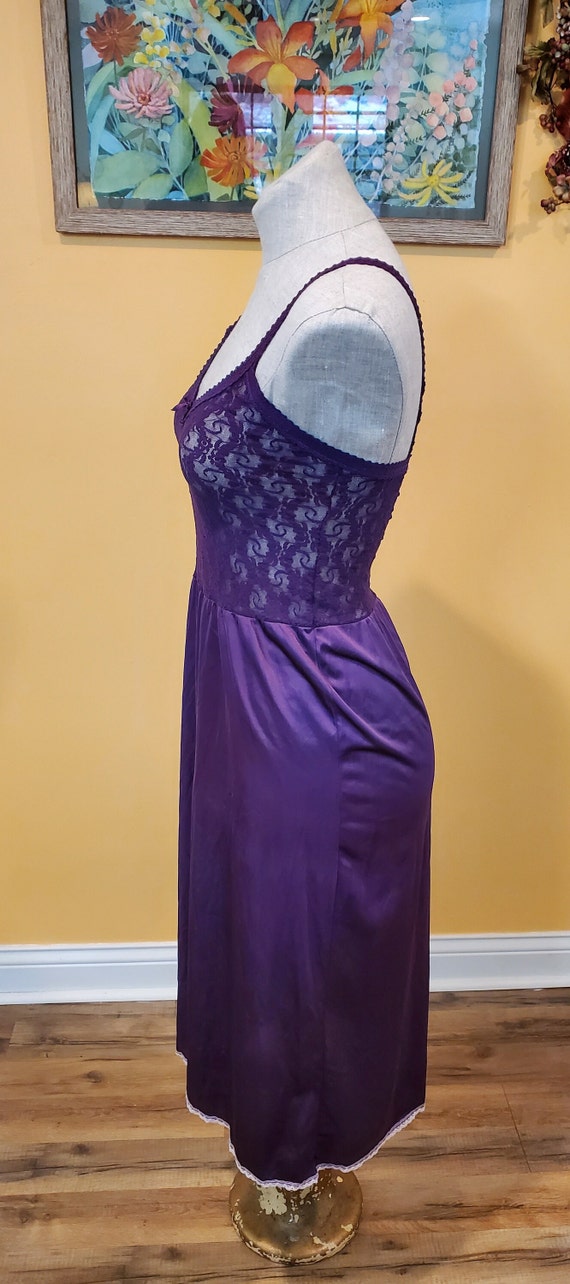 Purple Dyed Bestform Full Slip with Sheer Lace Bu… - image 4