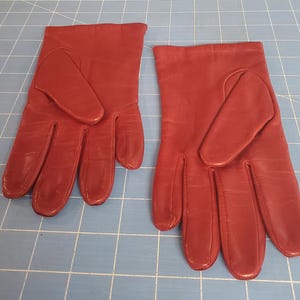 Red Nappa Leather Gloves with Lining, Medium