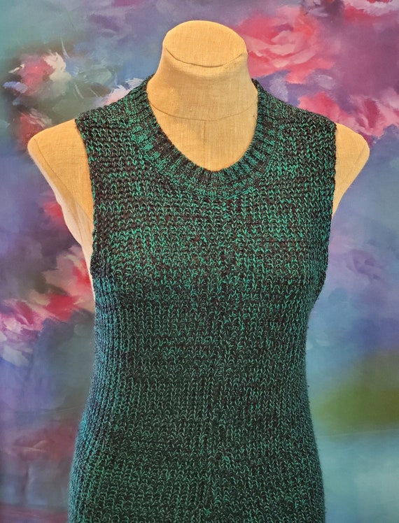 New Direction Black and Green Knit Sleeveless Dres