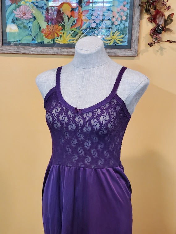 Purple Dyed Bestform Full Slip with Sheer Lace Bu… - image 1