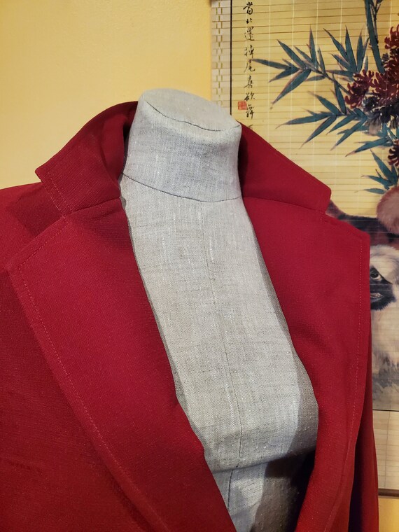 Men's Red One Button Closure Long Sleeve Blazer